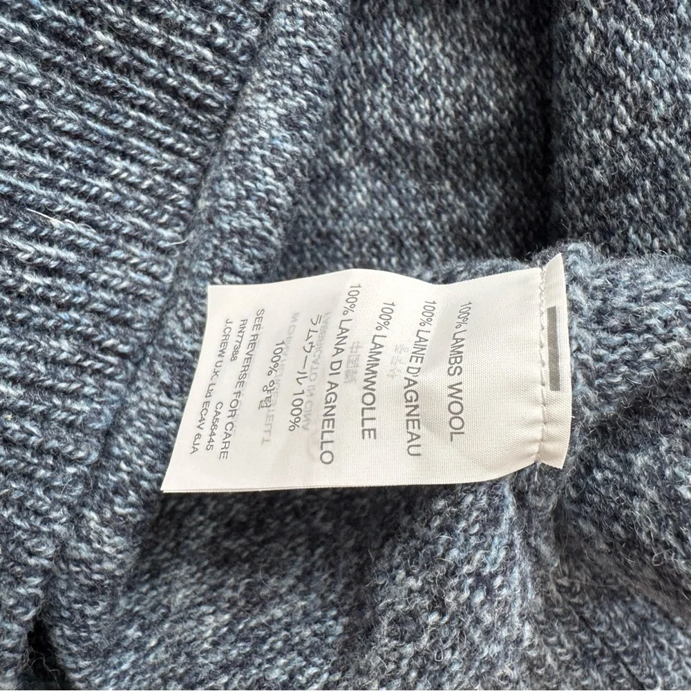 J.Crew Men’s Small Blue Marled 100% Lambswool V-Neck Sweater NWT